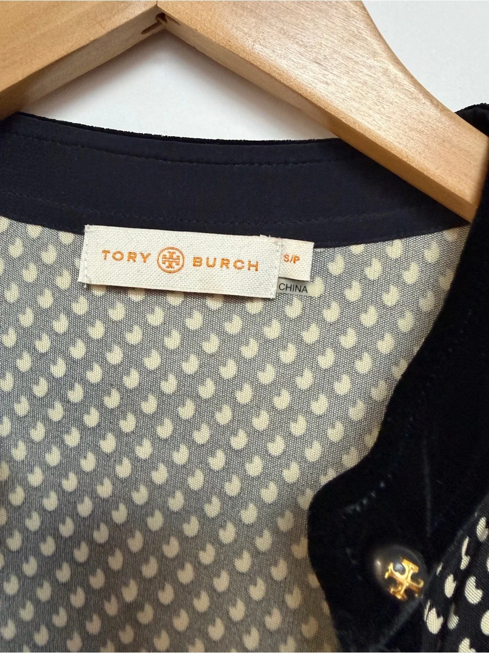Tory Burch Anja Midi Dress Black Velvet Jazz Dot Long Sleeve Small $598